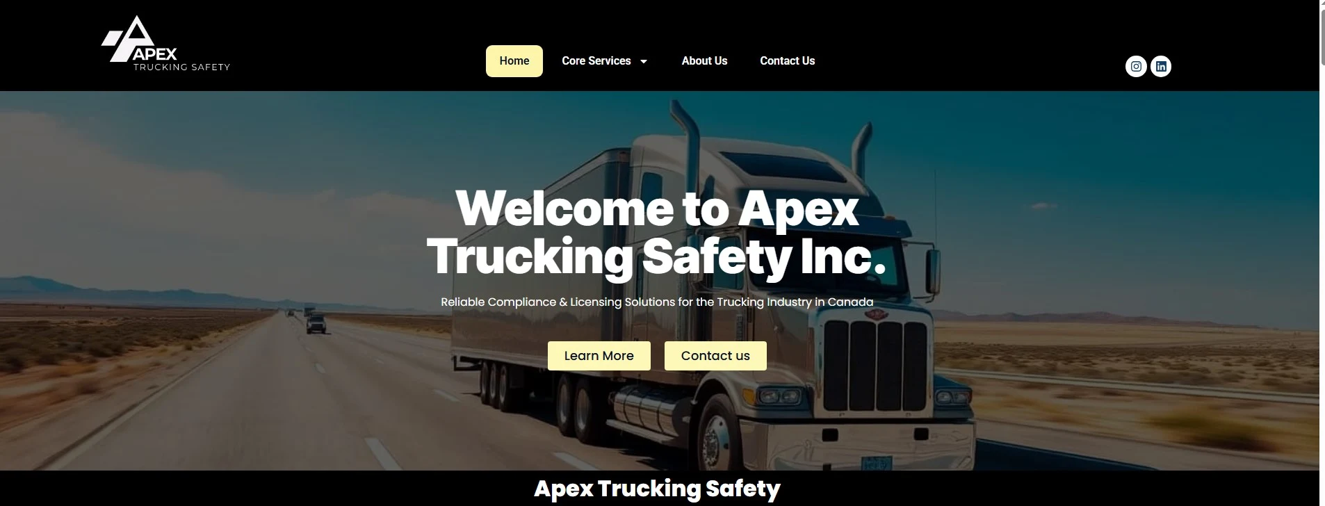 Apex Trucking Safety website designed by Nabeel Vohra