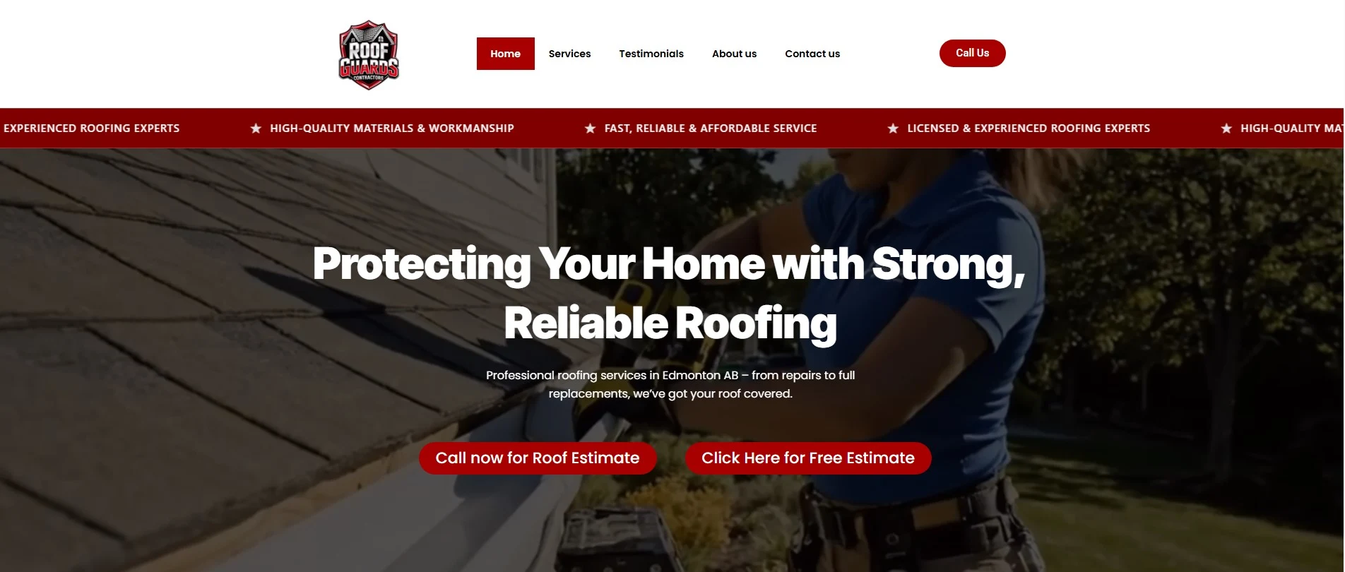 Roof Guards roofing company website designed by Nabeel Vohra